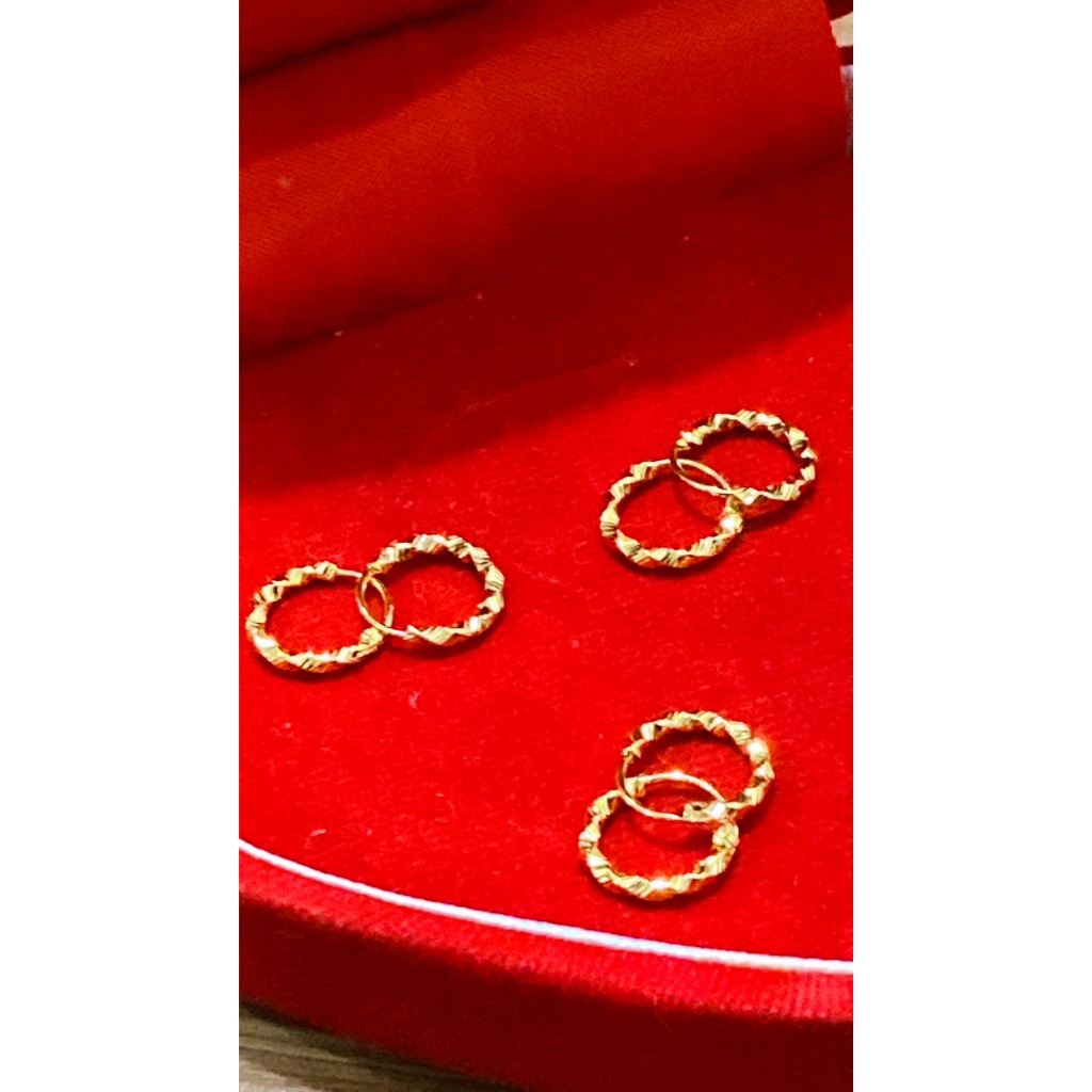 HOKKI PERHIASAN Anting Gipsy Anak dan Bayi Motif Gelombang Mewah Model Simpel Gold Xuping 0-5 Tahun 