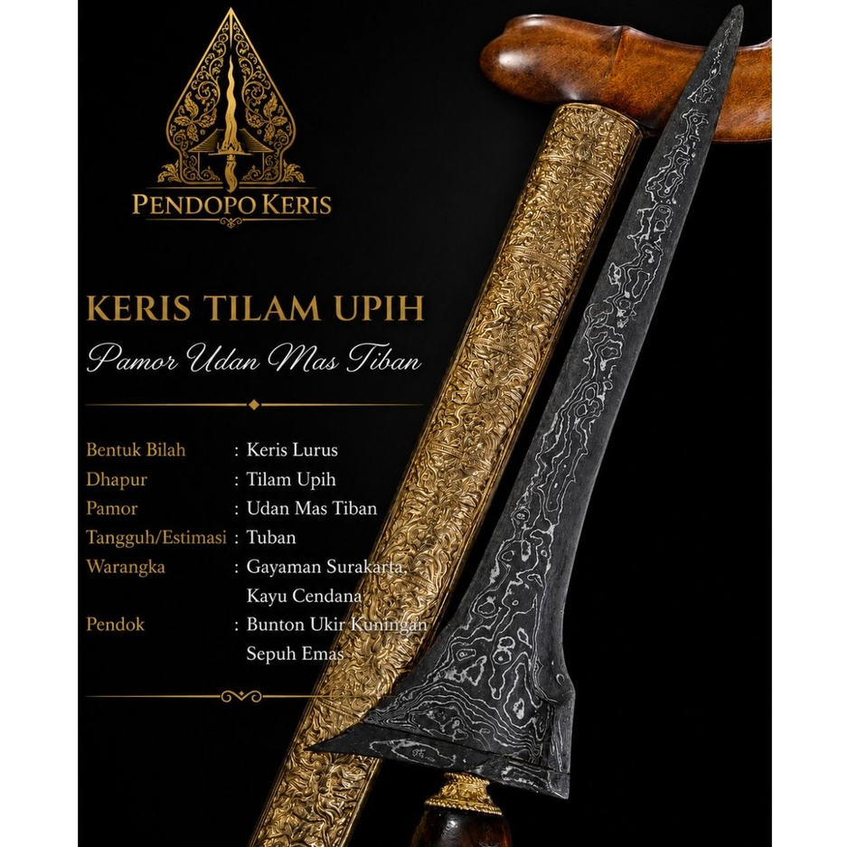 Keris Tilam Upih Pamor Udan Mas Tiban Tangguh Tuban