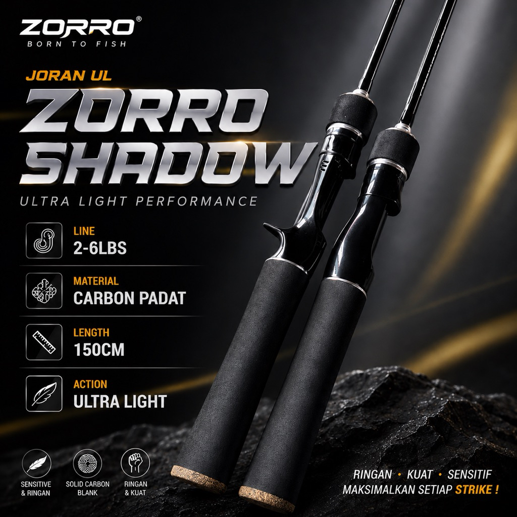 joran pancing UL zorro shadow carbon padat