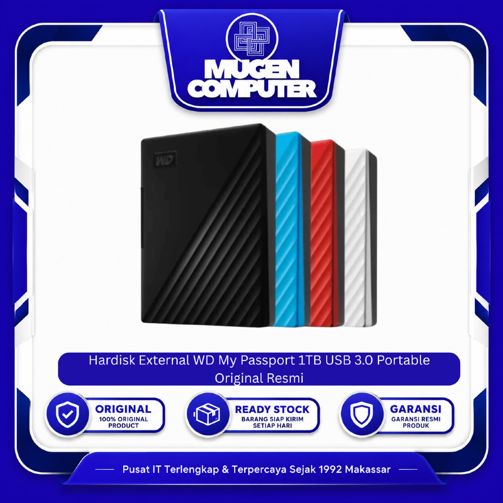 Hardisk External WD My Passport 1TB USB 3.0 Portable Original Resmi