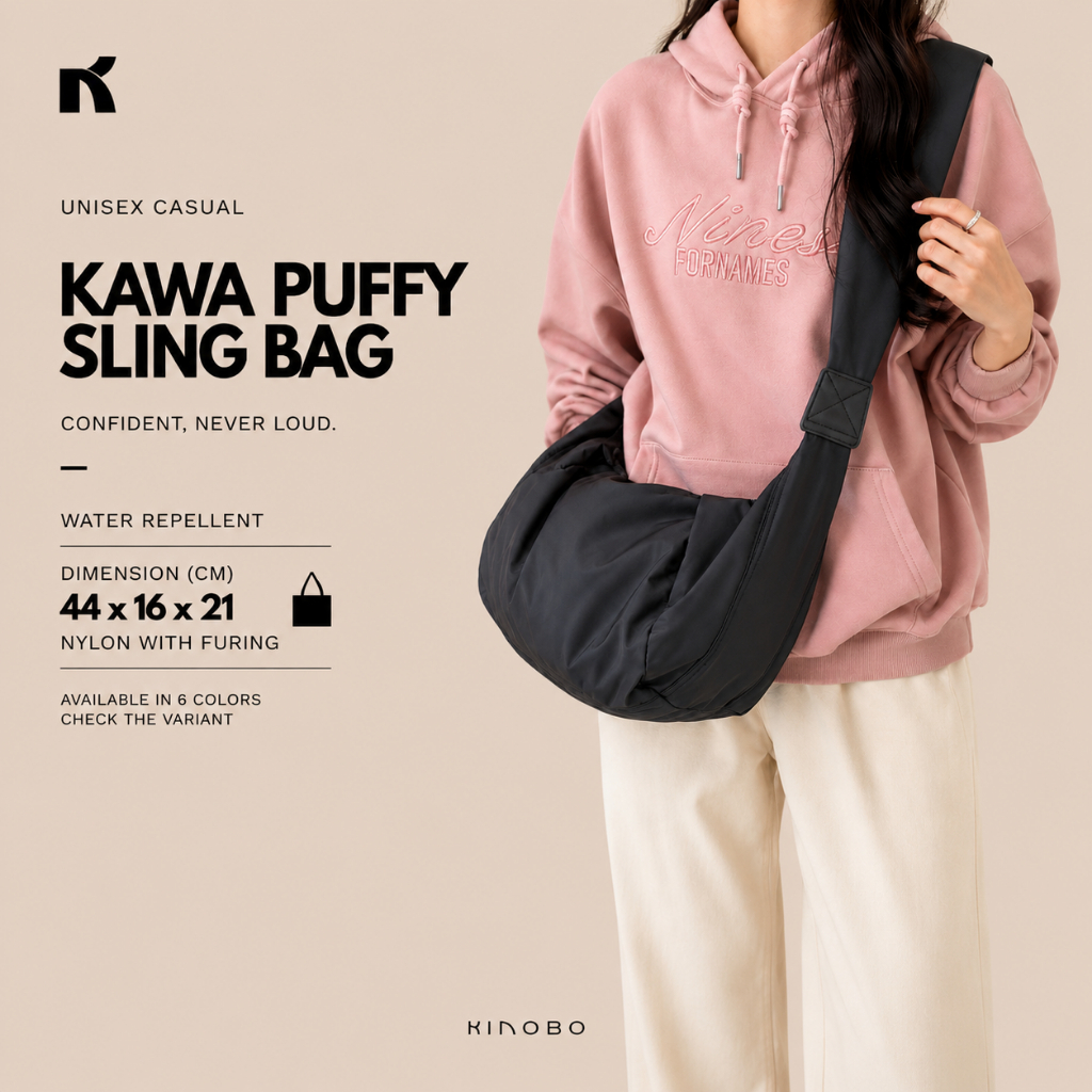 KINOBO | Kawa Puffy Sling Bag - Tas Selempang Wanita Pria Unisex