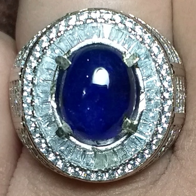 Cincin Blue Sapphire Tanzania Memo GLI Natural & Murah