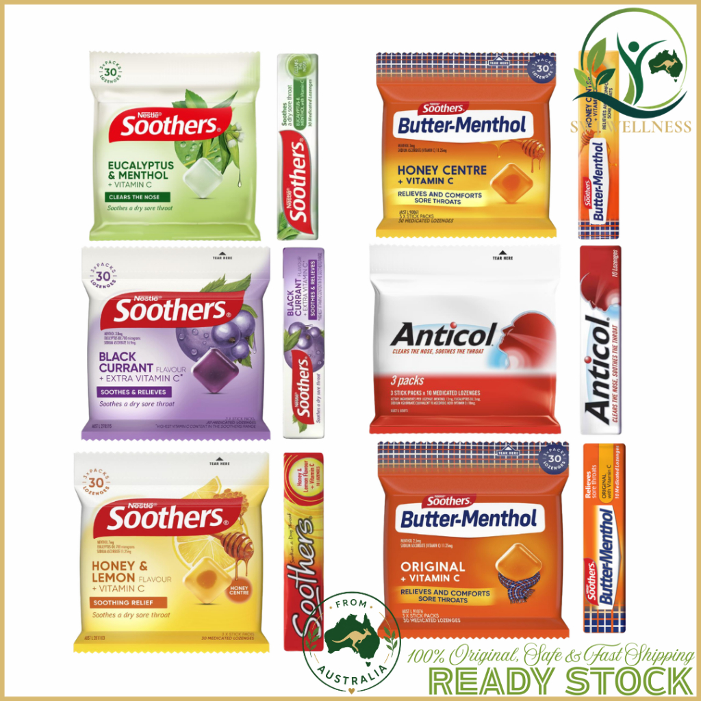 Soothers Anticol Butter-Menthol ButterMenthol Comvita Australia 3x10 30 Throat Lozenge Permen Pereda