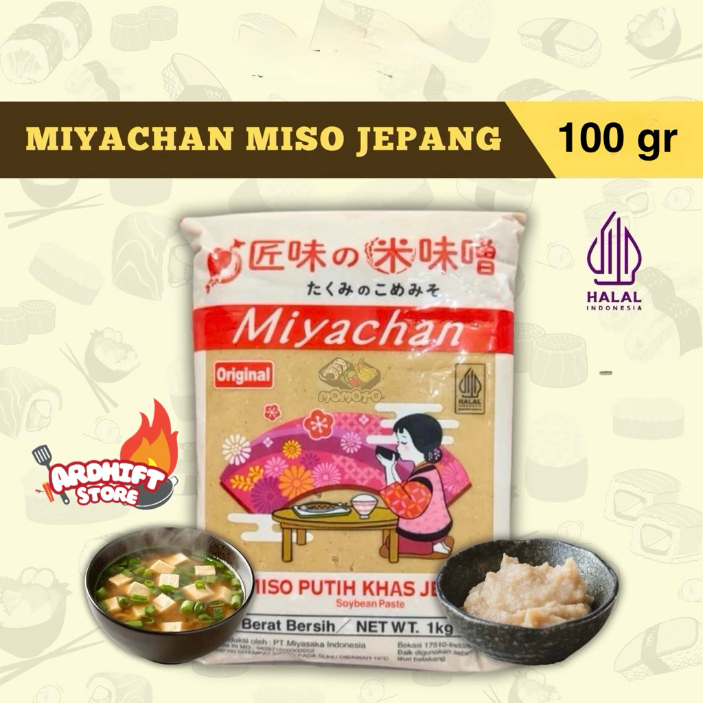Miyachan Miso Paste 100 gr - Pasta Miso Putih Halal untuk Sup Miso dan Ramen