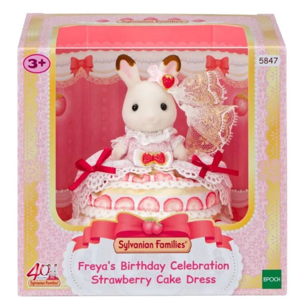 Sylvanian families freya's birthday celebration strawberry cake dress original