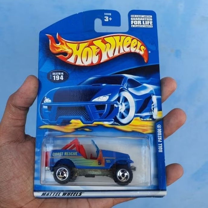Diecast Roll Patrol Jeep CJ7 Biru Hotwheels Bluecard Mulus
