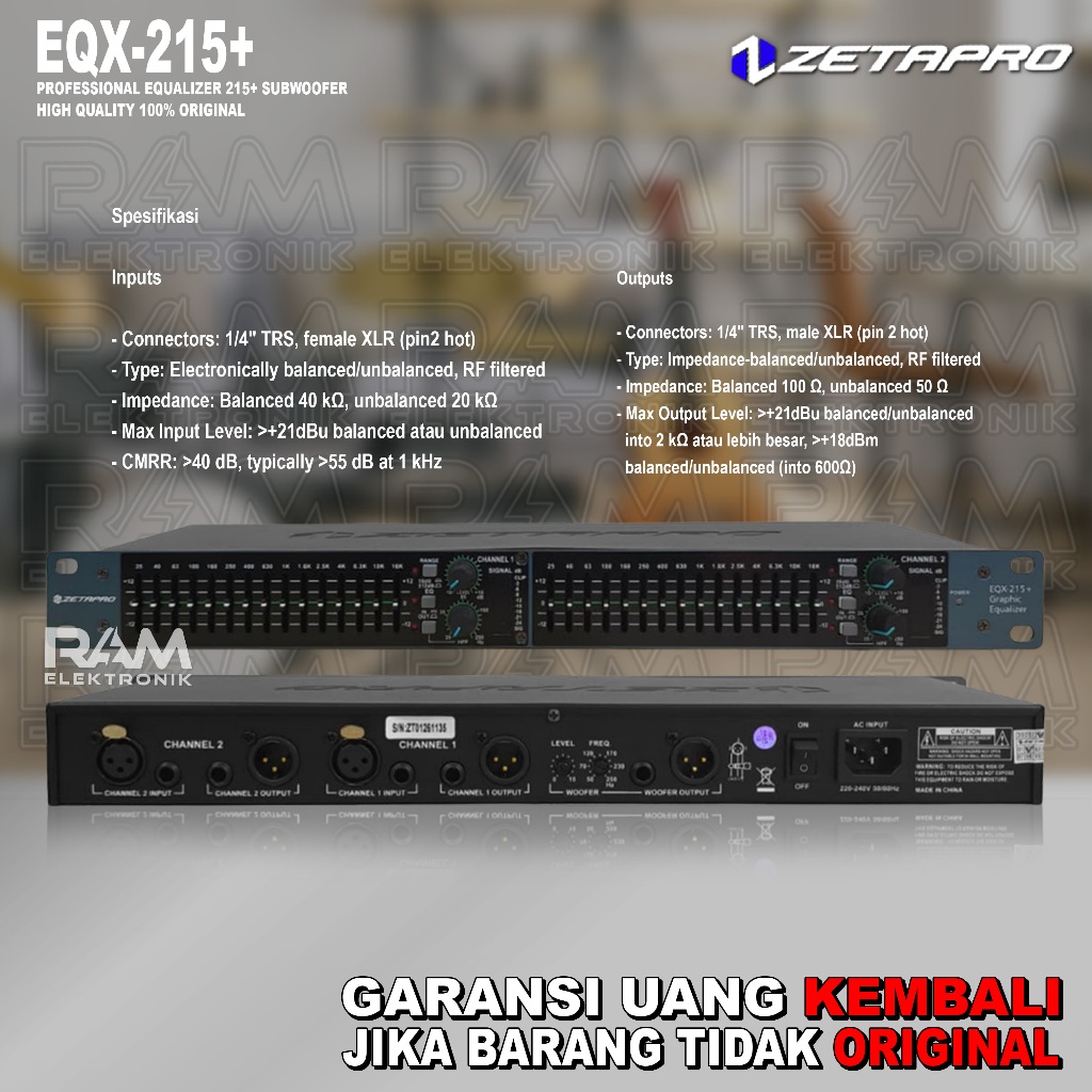 EQX EQ Equalizer ZETAPRO 215+ / 215 + / 215 Plus Subwoofer Original