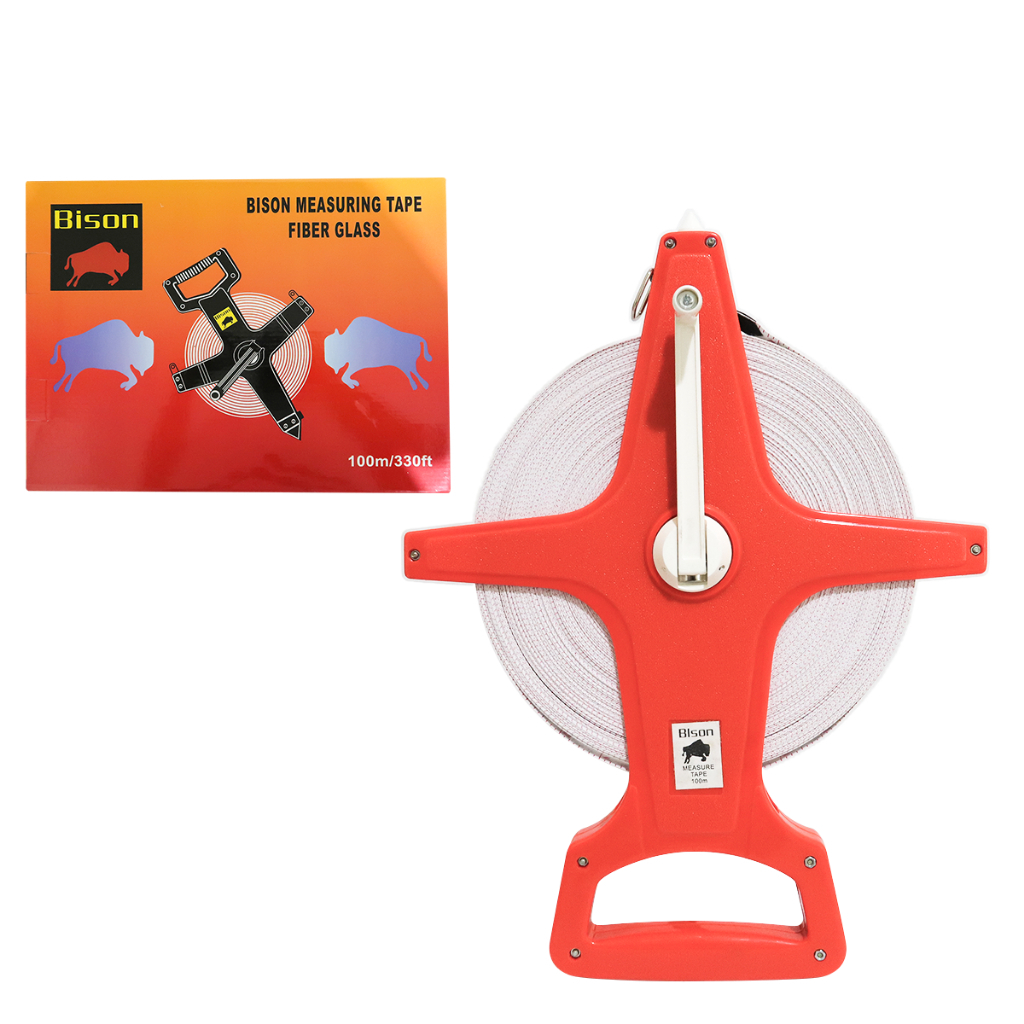 BISON Meteran Tanah 100 Meter Roll Meter T Alat Ukur Jalan Gulung Original