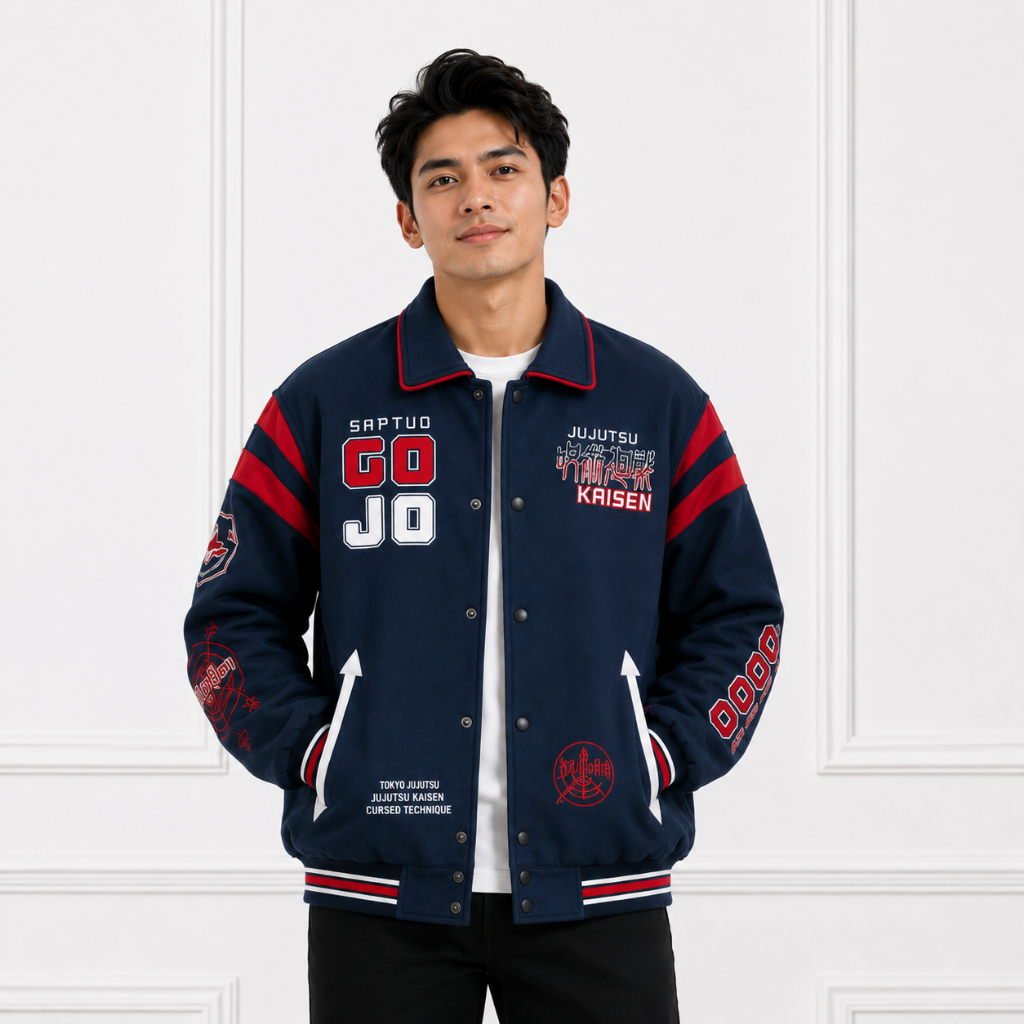 Varsity Jacket Jujutsu Kaisen Gojo Satoru Full Bordir