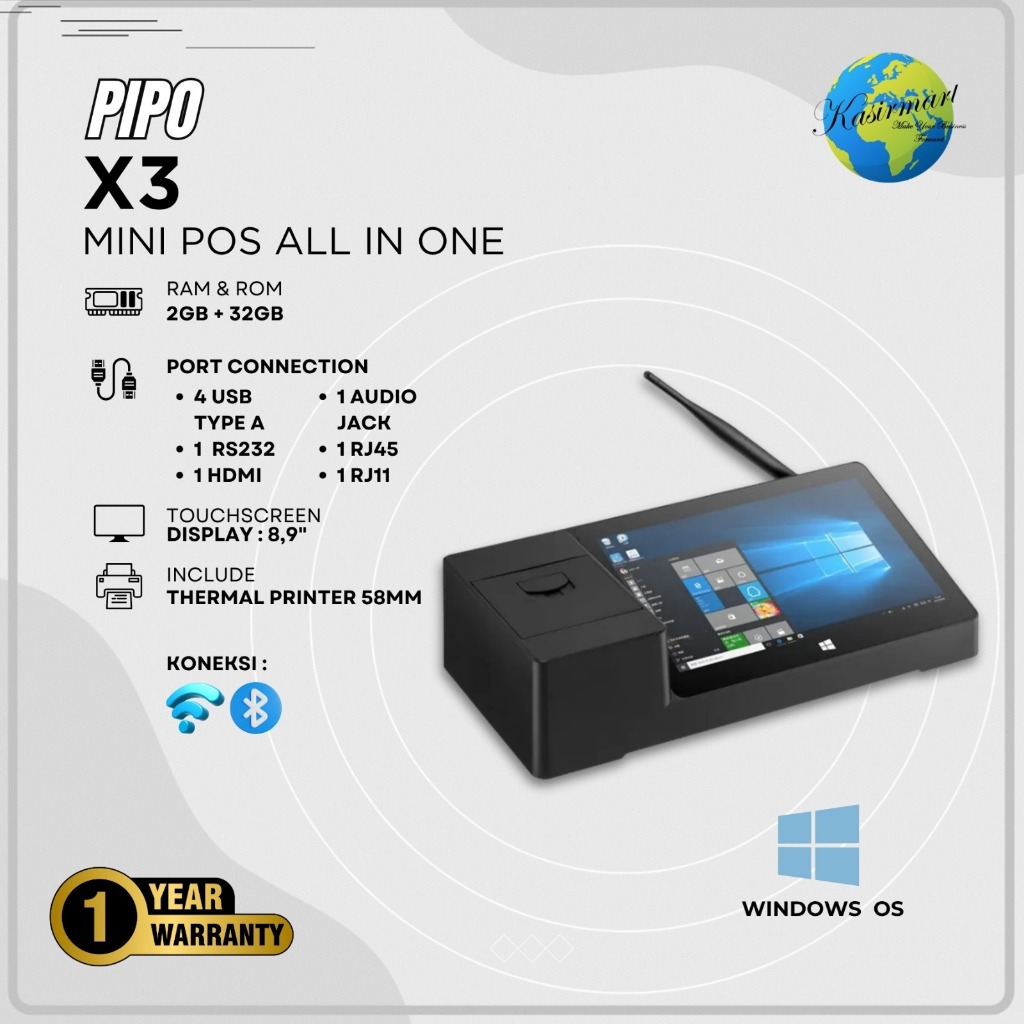 Windows 10 MINI PC PIPO X3 BOX TABLET KASIR POS THERMAL PRINTER 58mm