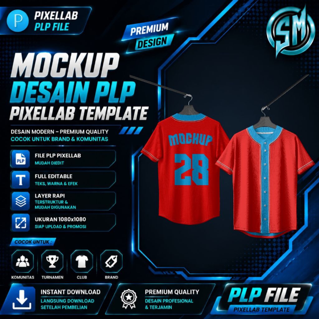 Mockup Jersey Baseball - File Pixellab