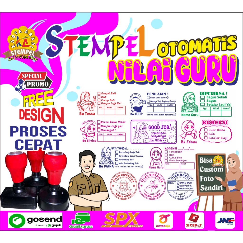 Stempel Nilai Guru / Penilaian / Koreksi / Checked Stempel Nilai Custom