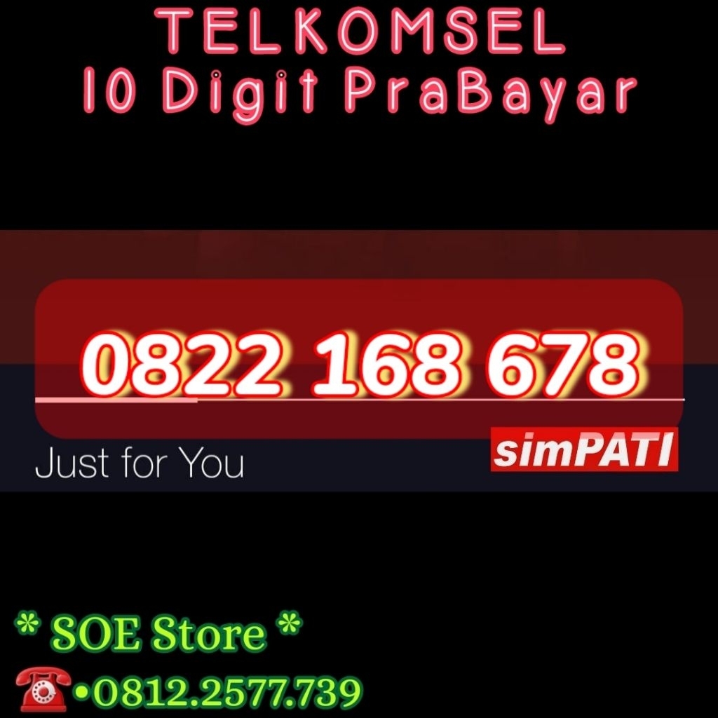 Simpati 10 Digit - Nomor Cantik Kartu Perdana - Telkomsel Prabayar - 168678 - 168 678 - 168 - 678