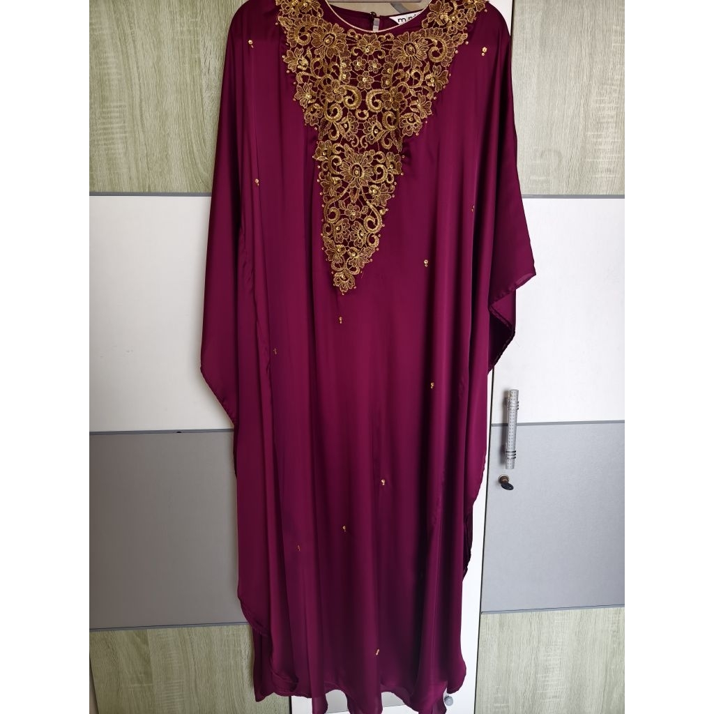 PL Preloved Kaftan MINT Gamis Dress Burgundy