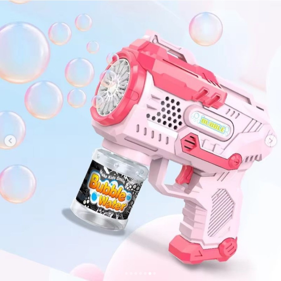 Mainan Anak Bubble Gun Elektrik Otomatis 15 Lubang Pistol Gelembung Sabun Jumbo Lampu LED Anti Bocor