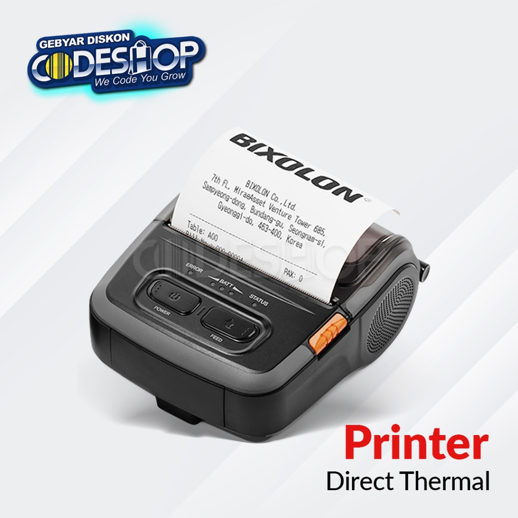 BIXOLON Mobile Printer SPP-R310BK Portable Thermal Receipt Printer 3 Inch Bluetooth USB