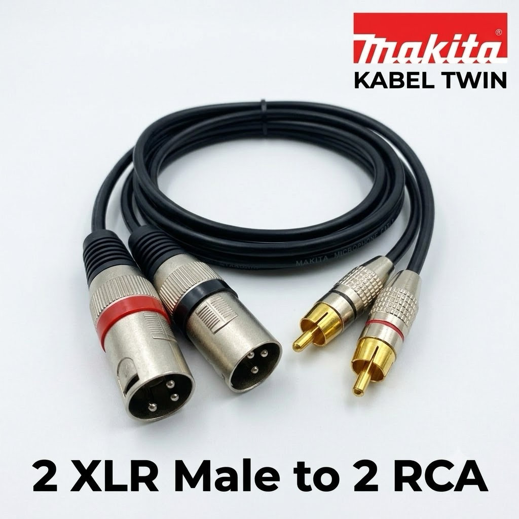 Makita Kabel Audio Jack RCA to XLR Male dengan Konektor Emas kabel Twin