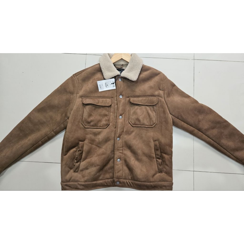 Pull&Bear Trucker Sherpa Suede Jacket
