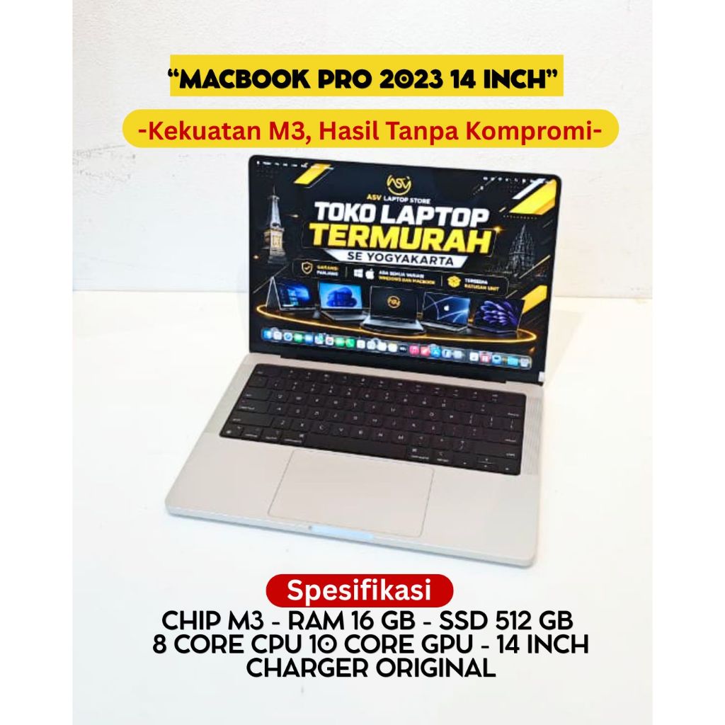 MACBOOK PRO 2023 CHIP M3 RAM 16GB SSD 512GB 8 CORE CPU 10 CORE GPU 14 INCH EDITING RENDERING MULTITA