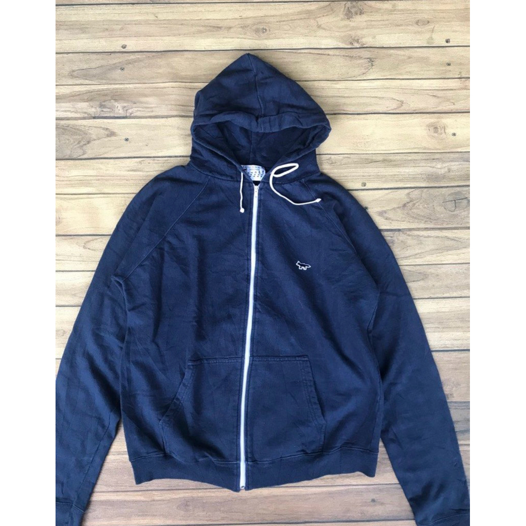 Maison Kitsune navy zip hoodie