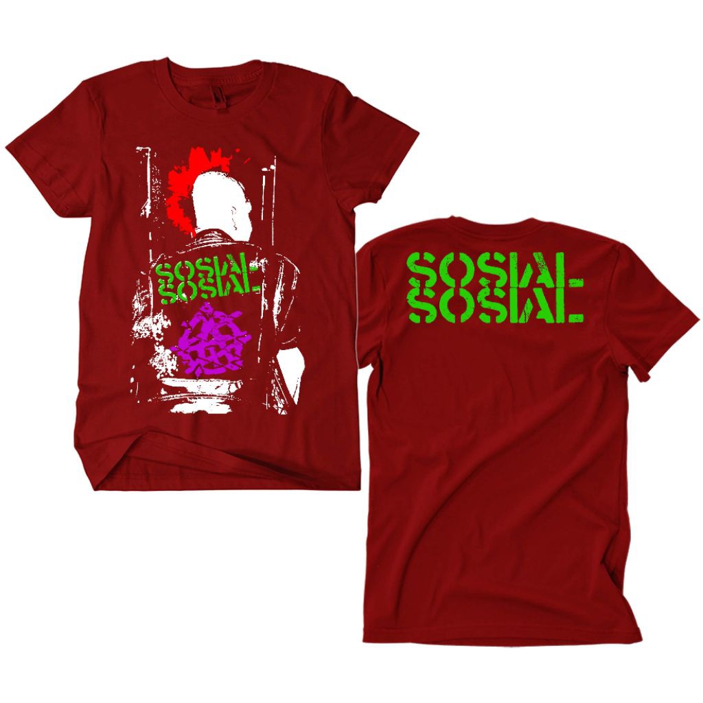 Kaos Band Punk Sosial Sosial - Back Mohawk marun