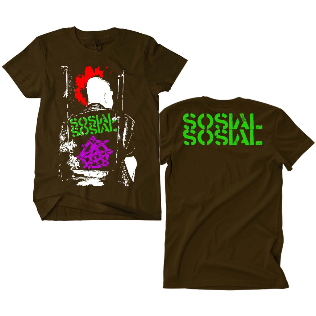 Kaos Band Punk Sosial Sosial - Back Mohawk cokelat