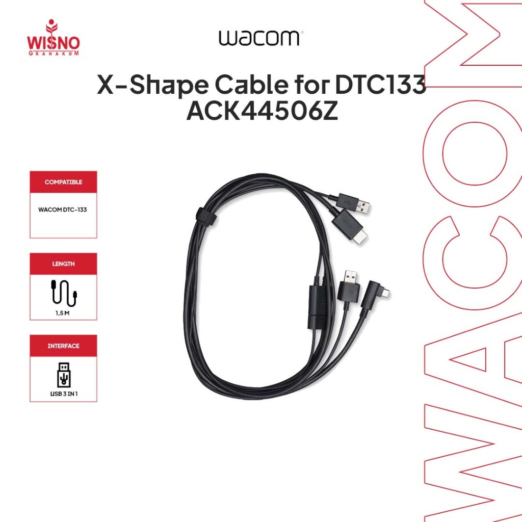 Wacom One X-Shape Cable ACK44506Z Original - Kabel 3-in-1 for Wacom One DTC133