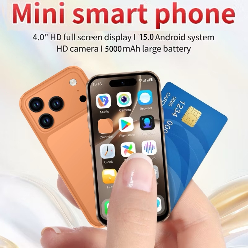 hp 4 inch mini Smartphone ip17pro max mini phone ram 8/512GB jaringan 3G/4G Garansi ponsel mini 4 in