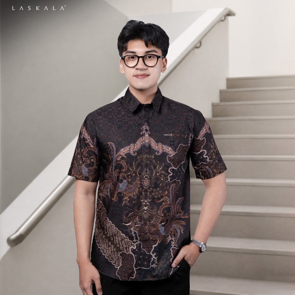 Laskala Batik Premium Rajendra Kemeja Batik Pria Slimfit Lengan Pendek