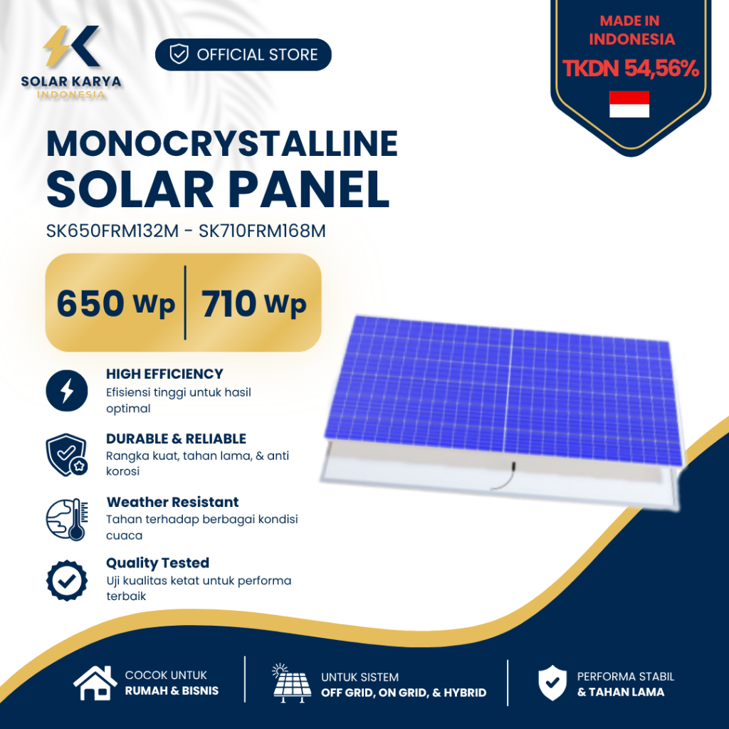 Solar Panel Surya Monocrystalline 650 WP - 680 WP - 690 WP - 710 WP - 720 WP Solar Karya Indonesia