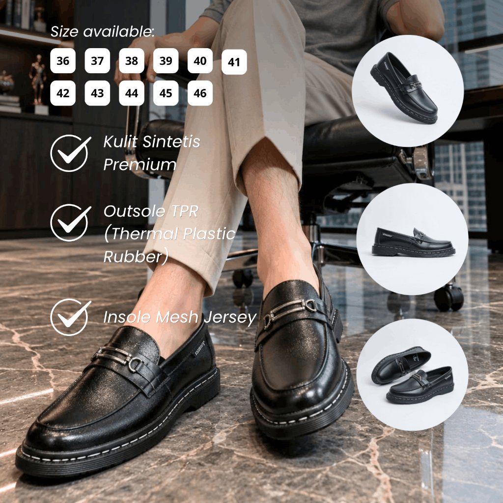 Monday Official - Covlet Black - Sepatu Pantofel Pria Wanita Loafes Formal Kantor Kerja