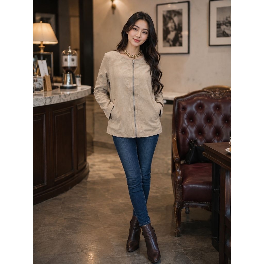 Jacket wanita bahan suede