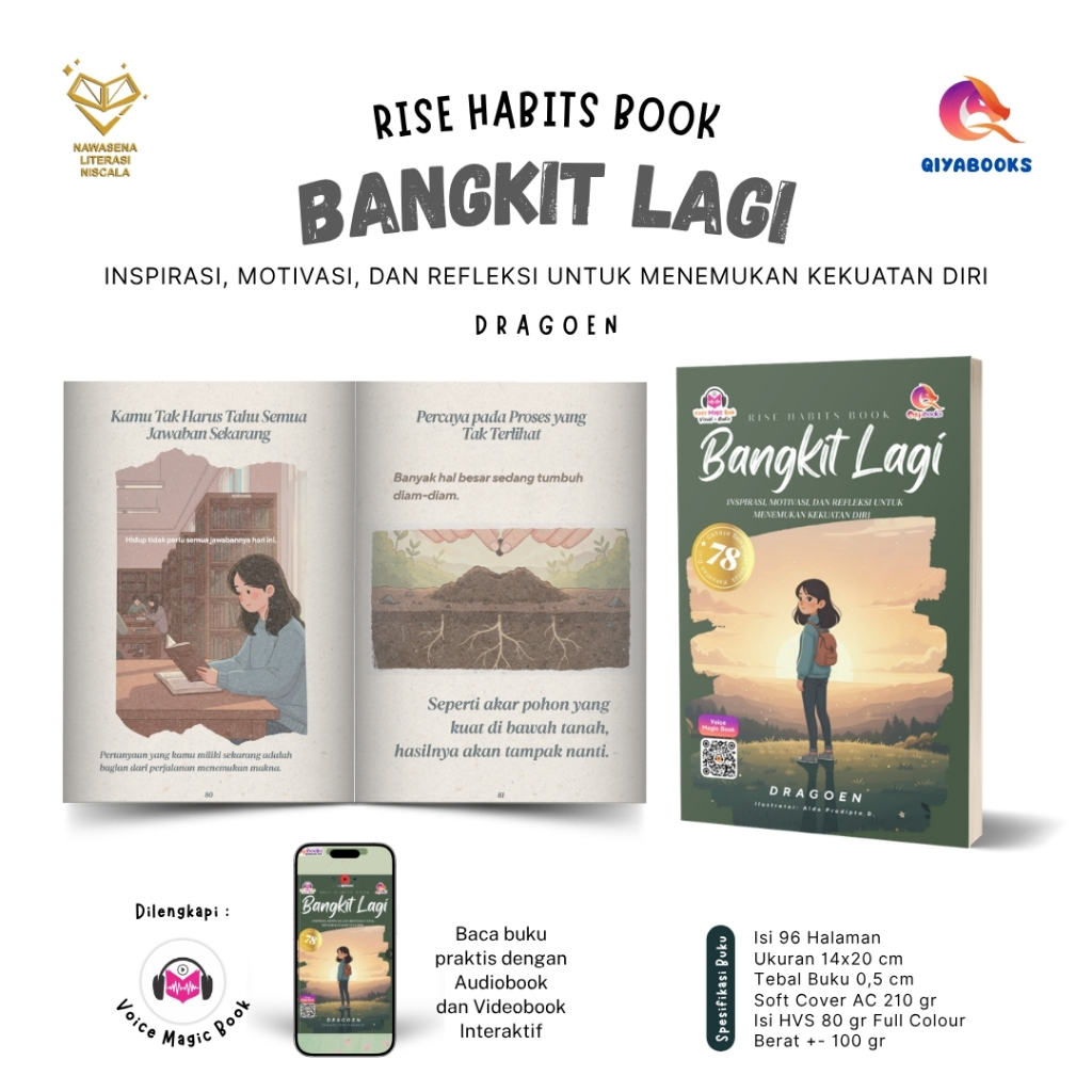 Buku Motivasi Bangkit Lagi | Rise Habits Book | 78 Inspirasi Harian + Voice Magic Book