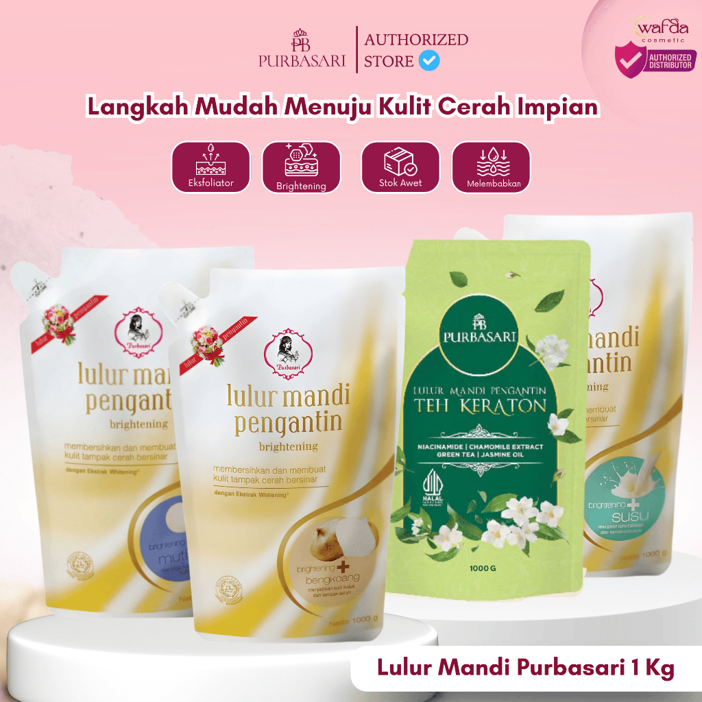 Purbasari Lulur Mandi Pengantin 1 Kg Brightening With Extract Whitening Bengkoang Mutiara Susu