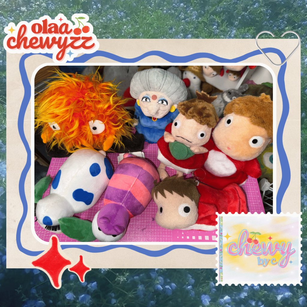 [Req. AKAK AIMA SAAD] Plushie Calcifer' .Cow&Hippo Howls'. Yubaba'. Ponyo Chicken'. Ponyo ID Card'. 