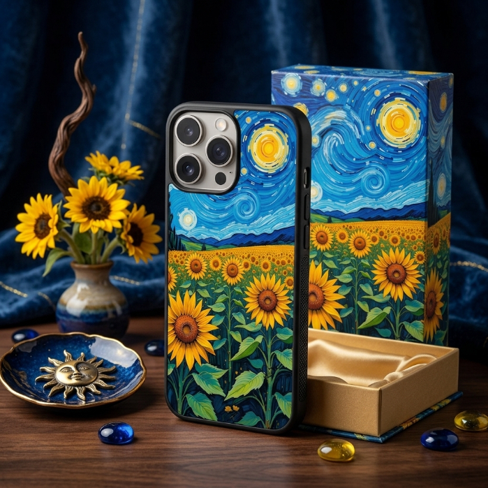 Hybrid Case Casing iPhone 17 16 15 14 13 12 11 Pro Max Plus Air Mini XR SE Van Gogh