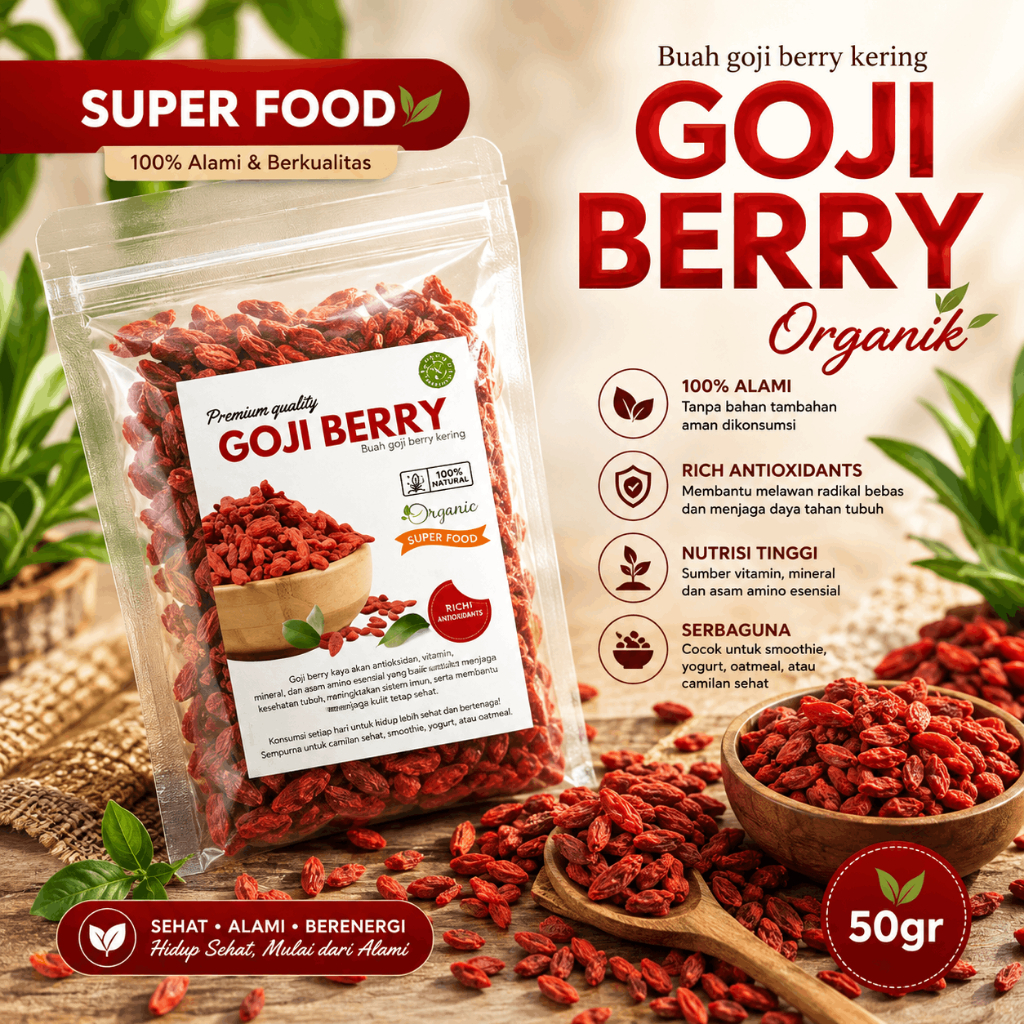 Goji Berry / Buah Goji Berry Kering Kichi Organik 100gr / 500gr / Halal
