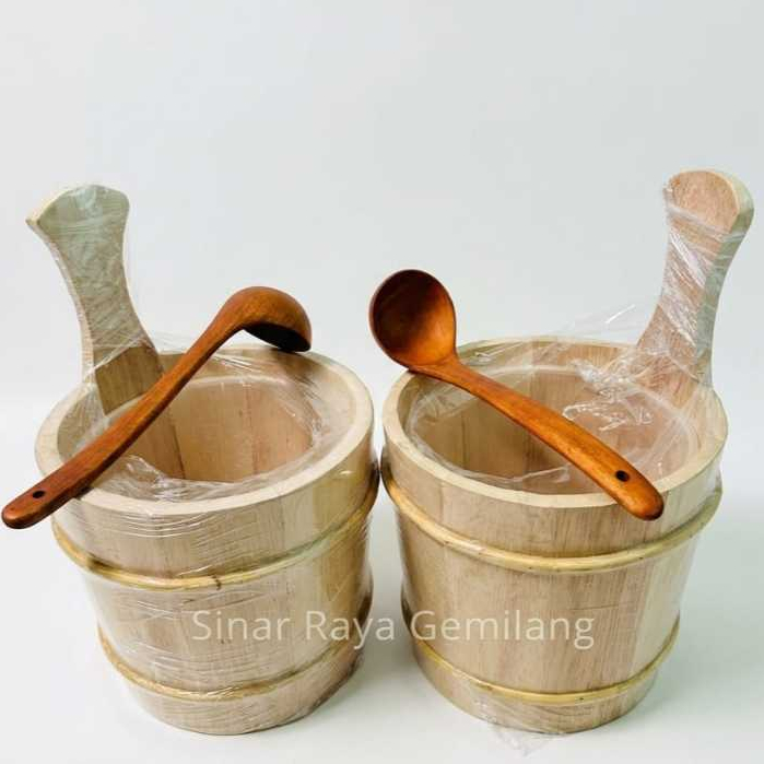 Ember dan Sendok Sauna | Sauna Bucket + Sauna Ladle | EMBER KAYU SAUNA - WADAH AIR SAUNA [BISA INSTA
