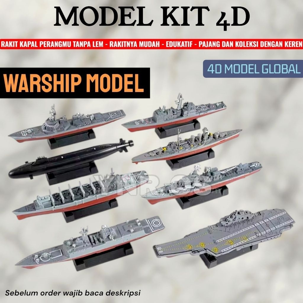 Mokit Miniatur Model rakit Kapal Perang WARSHIP 4D Model