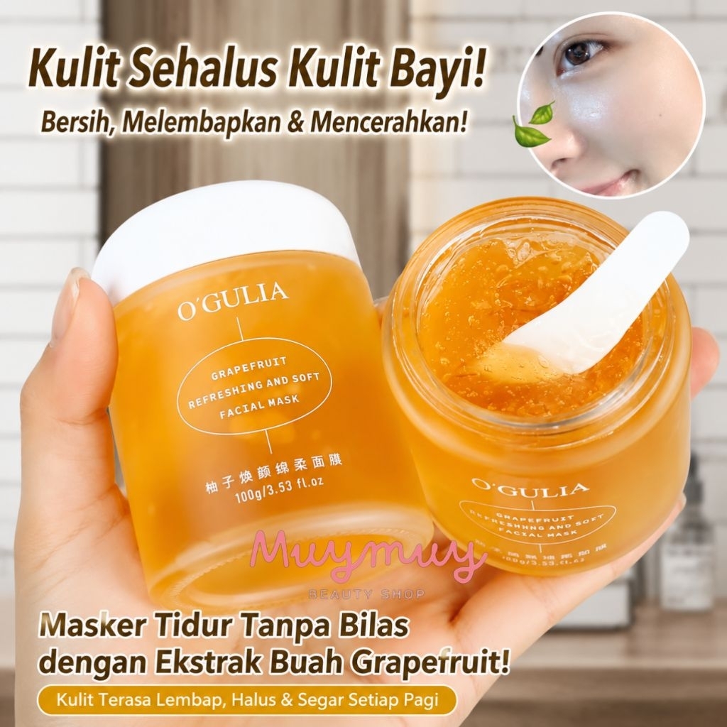 O GULIA Masker Grapefruit Jelly Gel Mask mengecilkan pori-pori, mengontrol minyak, menghilangkan kom
