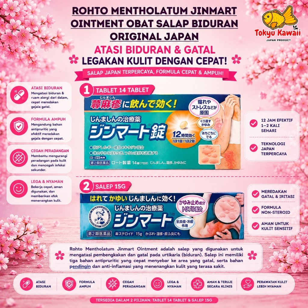 Rohto Mentholatum Jinmart Jepang, Obat Biduran Jepang, Obat Alergi Kulit Jepang, Obat Gatal Jepang, 