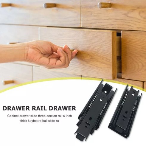 1 Pair Rel Laci Ball Bearing Hitam - Rel Laci Kabinet