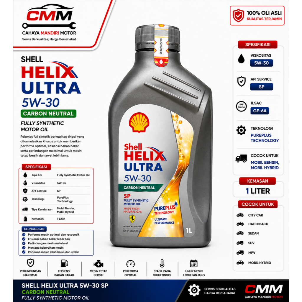 SHELL HELIX ULTRA 5W-30 SP Fully Synthetic Motor Oil 1L