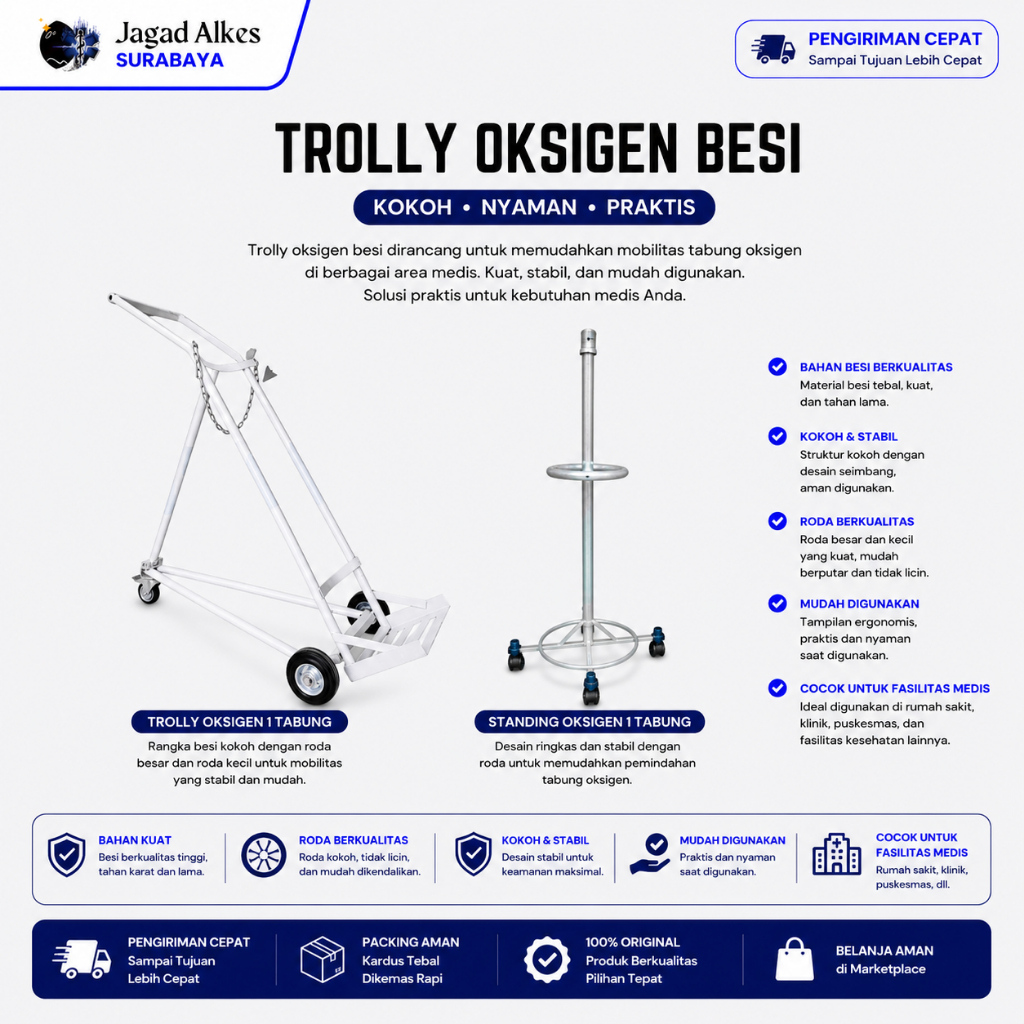Trolly Oksigen 6m3 dan 1m3 Besi Rumah Sakit