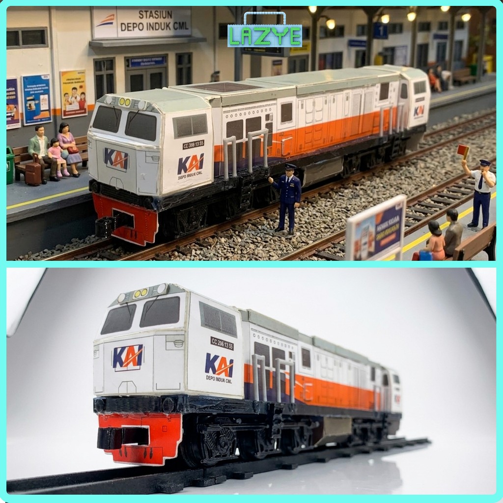Mainan Miniatur Lokomotif CC 206 KAI – Livery Putih Oren Kereta Api Indonesia