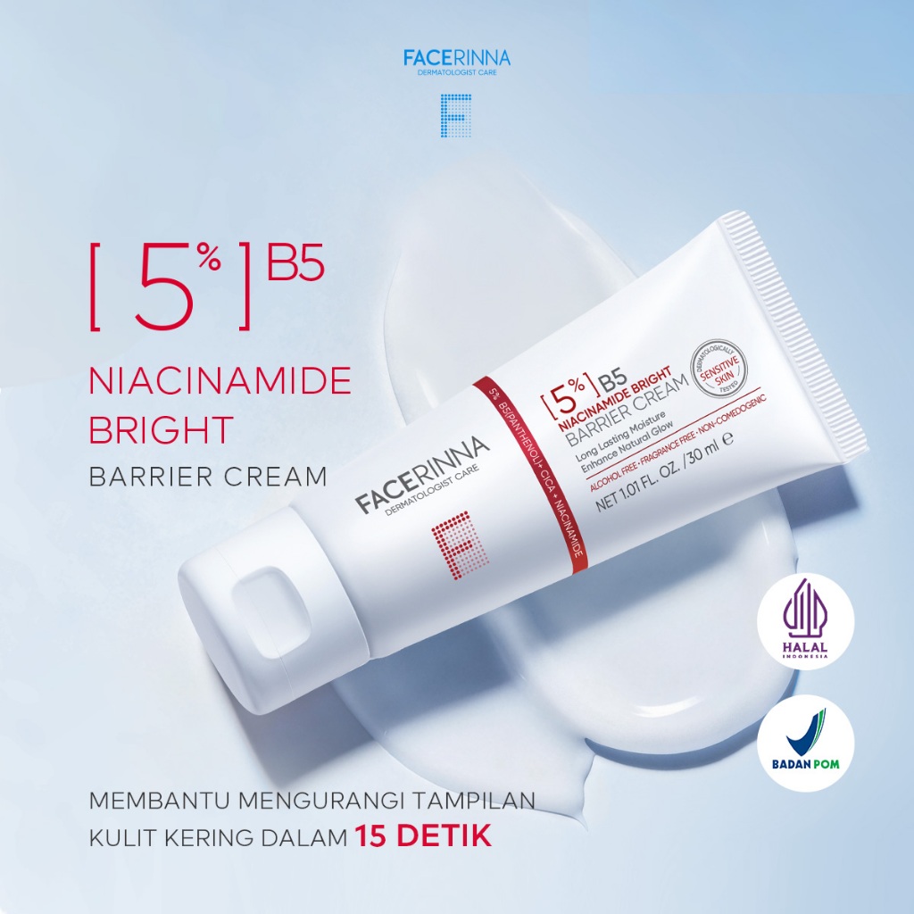 [Ready Stock] FACERINNA [5%] B5 Niacinamide Brightening Barrier Cream | Day & Night Repair Cream | Memperkuat & Menjaga Skin Barrier | Mencerahkan Kulit Kusam & Tidak Rata | Melembapkan & Menenangkan | Untuk Semua Jenis Kulit | Skincare BPOM