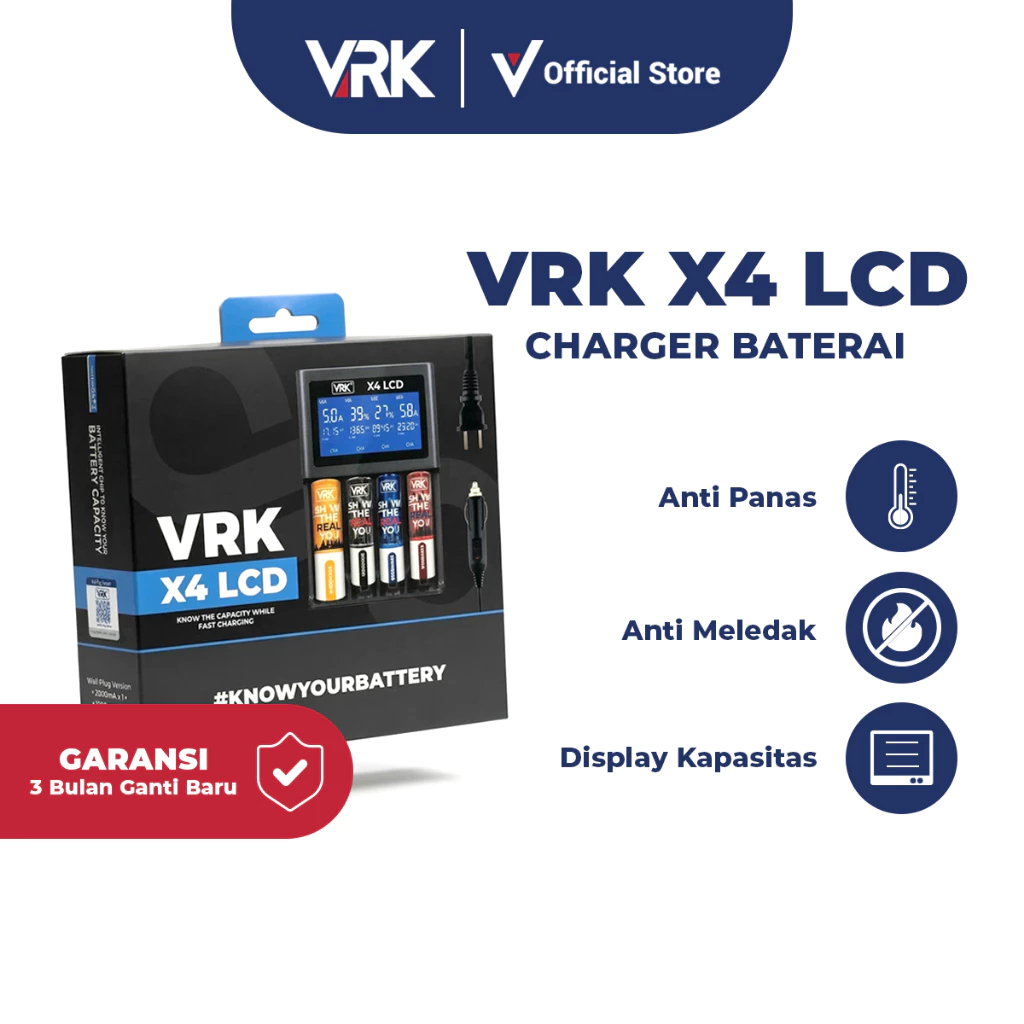 CHARGER BATERAI 18650 CHARGER BATTERY 18650 CHARGER VRK X4 LCD 4 SLOT BATERAI VRK X4 CHARGER BATERAI