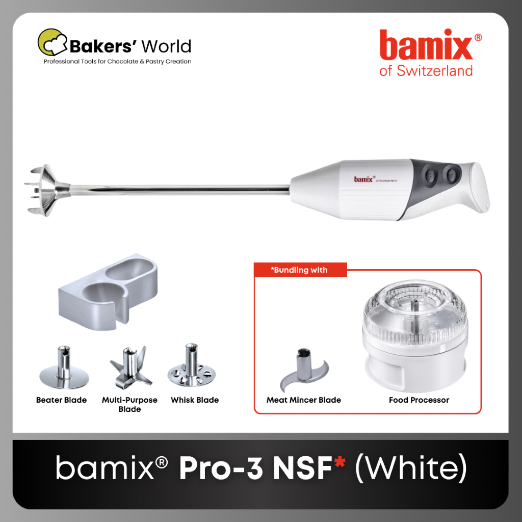 Bamix Pro 3 (White) - Bundling with Bamix Food Processor & Meat Mincer Blade