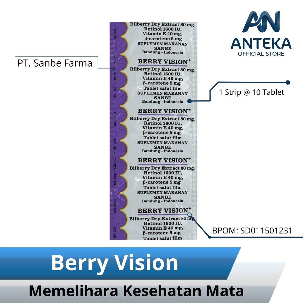 Berry Vision 10 Tablet Per Strip - Obat Mata