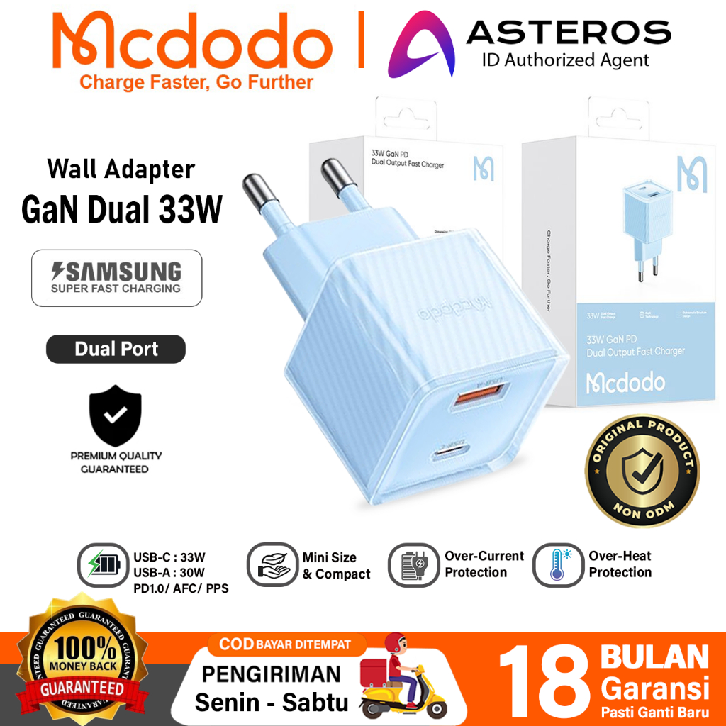 MCDODO Kepala Charger Type C Samsung Super Fast Charging 25w 45w